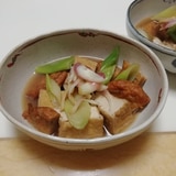 厚揚げと野菜天と長ねぎの煮物